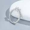 Anillo de plata de ley maciza S925 de 6.2 mm con engaste hueco para gema de punta DIY con diseño hueco de cielo estrellado de estilo de lujo ligero