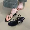 Sandálias Romanas de Salto Agulha Minimalistas de Tira Fina com Biqueira de Tira Fina, Estilo Coreano, Inspiradas em Designers, Nicho, Novidade Verão 2026 para Mulheres