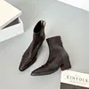 Botines Cortos de Invierno Estilo Coreano Puntiagudos Tacón Grueso Elásticos Tacones Altos Botas Adelgazantes Estilo Retro Tela Elástica Negra Tobillo 6cm