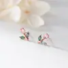 Brincos de Tulipa de Turmalina em Prata Esterlina S925 Nalan Frescos e Doces Estilo Ins Design de Nicho Brincos M07822