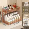 Prateleira de armazenamento de cosméticos para uso doméstico, organizador de mesa para produtos de skincare e batons, prateleira de bancada para banheiro