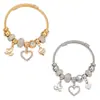 Pulseira de Contas DIY Transfronteiriça Europeia e Americana de Aço Inoxidável, Acessório de Pingente de Cisne em Forma de Coração de Luxo Leve, Joia de Pulseira da Moda