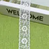 En Stock Tul Transparente con Adorno de Encaje Blanco para Cortinas de Hogar con Borde Ondulado y Bordado Floral en el Centro