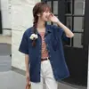 Nuevo Top Casual de Moda Estilo Coreano Suave Agradable a la Piel Holgado Delgado de Mezclilla Manga Corta en Colores Oscuros/Claros