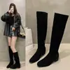 Garota baixa verão outono interior aumento de altura botas de salto alto botas longas retrô francesas botas de cowboy botas western marrons botas pilha pilha