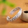 Pulsera Auténtica de Calabaza Grabada en Plata 999, Pulsera Abierta Retro de Moda para Mujer, Pulsera Artística Vintage de Plata