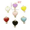 Pingente Coração Dupla Face com Gotejamento de Óleo Duplo Pendurador Dupla Orelha Liga Multicor Coração de Pêssego DIY Joias Pulseira Colar Brinco Pingente Atacado