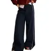 TEVE Yuyue Moda Esportiva Tendência Blocos de Cor Listras Versátil Solto Roupas de Yoga Feminino Calça de Yoga Reta Solta
