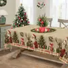 Toalha de Mesa Decorativa para Cena de Árvore de Natal Venda Quente Transfronteiriça Papai Noel Floco de Neve Boneco de Neve Impermeável Capa para Mesa de Jantar