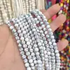 Polvo de piedra de bola turquesa de 2-20 mm, pino azul sintético, cuentas sueltas, cuentas de arroz blanco coloridas, cuentas semiacabadas, joyería DIY