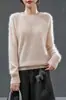 Suéter de Punto Fleece con Cuello Redondo de Cachemira para Mujer, Estilo Otoño e Invierno, Lana Merino Australiana, Suéter Holgado y Suave