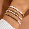 Pulsera Estilo Bohemio Transfronterizo Europeo y Americano Cadena de Avión Corazón Negro Geométrico Juego de 4 Piezas Cadena para Mujer Estilo Ins