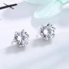 Pendientes de plata de ley S925 con microincrustaciones de circonita de seis garras, estilo clásico, joyería redonda de moda coreana, fabricantes al por mayor