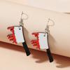 Pendientes extraños europeos y americanos cool punk cuchillo afilado asesino cuchillo de cocina pendientes Halloween divertidos pendientes acrílicos