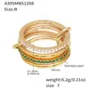 Juego de Anillos Apilables de Circonita con Diamantes, Acero Inoxidable Chapado en Oro de 18 Quilates, Anillo con Colgante de Candado Pequeño, Joyería de Mano Simple de Lujo Accesible para Mujer