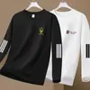 Sudadera Estampada de Cuello Redondo para Hombre, Nueva de Primavera y Otoño, Holgada, Gruesa, de Manga Larga, Jersey, Camisa Base Versátil de Moda para Hombres Modernos