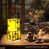 Lámpara de Mesa de Bambú Silenciosa Lámpara de Noche para Dormitorio Nórdica Ins Luz Nocturna de Bambú Estancia Vintage Lámpara de Mesa Pequeña Estilo Japonés