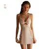 Camisón sexy Kameixue con diseño calado, vestido ajustado que ciñe la cintura, lencería privada sexy, vestido con tirantes de lazo 1740