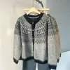 Cárdigan de punto jacquard retro de alta gama para mujer, nueva colección otoño/invierno 2026, estilo holgado y relajado