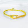 Joyería Oro Roto Pulsera Trébol de Cuatro Hojas para Mujer Lujo Ligero Sentido de Alta Gama Cuentas de Oro Ojo de Gato Pulsera Elástica Sha Jin Larga Duración