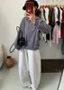 Suéter Tricot Listrado Casual Regular Solto para Mulheres, Blusa Casual Solta de Manga Longa, Emagrecedor, Versátil, Alta Qualidade