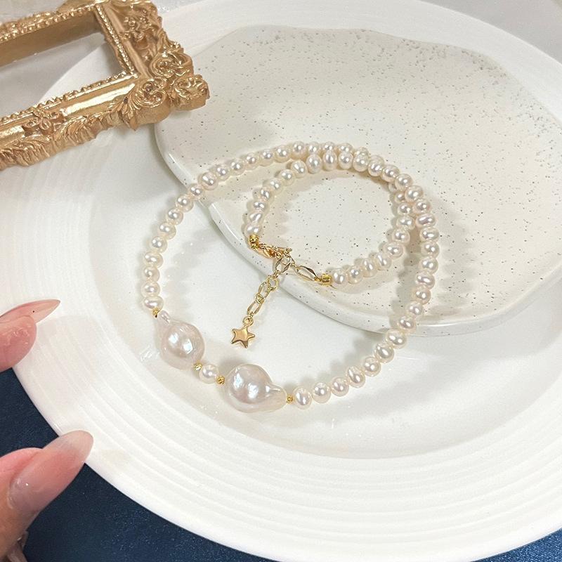 不规则巴洛克吊坠珍珠项链14k注金时尚高级感天然淡水珍珠锁骨链