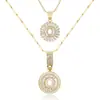 Amazon Transfronterizo Popular Collar con Colgante de Zircón Redondo Letra Inicial 26 Cadena de Clavícula en Capas Joyería Versátil de Moda