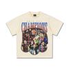 Primavera y Verano 2025 Nuevo Transfronterizo Liga de Campeones 2015 Camiseta de Algodón Pesado de Manga Corta para Hombre y Mujer Americano Vintage Lavado Viejo