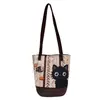 Bolsa de lona de desenho animado mais vendida, pequena bolsa tote, bolsa para garrafa de água, bolsa de presente personalizada da moda impressa em ambos os lados, direto do fabricante