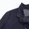 Moda Transfronteriza Europea y Americana Nueva Ropa para Mujer Camisa de Mezclilla para el Trabajo con Lazo Estilo Holgado para Otoño e Invierno