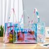 Bolsa de mano de PVC con láser de colores, bolsa de regalo de plástico transparente para compras, bolsa de regalo de plástico TPU de colores con cremallera