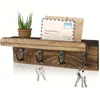 Estante de Pared de Madera para Sala de Estar, Estante de Pared Montado en la Pared, Estante para Almacenamiento de Revistas y Cartas, Gancho, Colgador de Llaves de Pared Estilo Granja