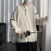Hip-Hop Outono e Inverno Rasgado Suéter de Malha Casual de manga comprida Suéter Solto Moda para homens e mulheres