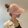 Zhao Lusi mismo sombrero de pescador mujer 2024 primavera y verano protección solar protección UV sombrero para el sol sombrero de sol negro liso