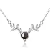 Collar de Proyección de Memoria Mismo Amor de Douyin Collar Te Amo en 100 Idiomas Joyería de Plata Transfronteriza para Mujer