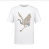 Camiseta de Verano de Manga Corta para Hombre Marca de Moda Popular Caliente Taladrado Tendencia Nacional Grulla Camiseta de Manga Media Holgada Talla Grande Algodón Mercerizado