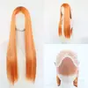 Peluca de Encaje Frontal 13*4, Cabello Largo Recto Marrón, Línea de Cabello Natural, Peluca de Encaje Frontal de Fibra Sintética