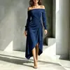 Estación Independiente Europea y Americana Otoño 2026 Transfronterizo Nuevo Vestido de Mujer Sexy de un Hombro Elegante Temperamento Vestido Formal Vestido con Abertura