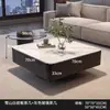 Mesa de Café Cuadrada de Lujo de Alta Gama Estilo Italiano para Apartamentos Pequeños, Sala de Estar Minimalista Uso en el Hogar, Juego de Mesa de Café Negro Fs@