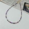Nuevo collar elegante de estilo coreano con diseño de nicho de lavanda de verano y cuentas de piedra natural para clavícula, color morado dulce.