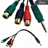 Cabo Av Banhado a Ouro 3,5 mm para 3 RCA Fêmea Adaptador Um para Três Cabo de Áudio e Vídeo Composto Vermelho Verde Azul