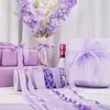 Serie Rosa y Morada del Día de San Valentín Bola de Pelo Bordada Correa de Encaje con Cinta Cinta Decorativa para Hornear Set de Materiales para Manualidades