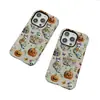 Diseño de calabaza fantasma y manzana estilo coreano, fresco, colorido, funda protectora de 17 para iPhone 16, funda de teléfono con película de doble capa, hecha a medida