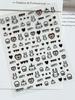 Calcomanías para Uñas de Estrella de Cinco Puntas de Celebridad de Internet Clásico Blanco y Negro Color Puro Recortadas Calcomanías de Estrella Decoración de Uñas DIY con Dorso Adhesivo