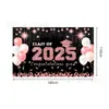 Tecido de Fundo para Temporada de Formatura Transfronteiriça 2025 Celebração de Formatura Balão Rosa Cenário de Festa Bandeira Decorativa