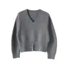 [Temporada de Renovación de Ropa de Invierno] Suéter de Lana de Manga Larga para Mujer 26 Nuevo Estilo de Invierno Cuello en V Holgado Casual Suéter de Punto Jersey