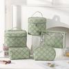 Nuevo Producto 2026 Bolsa Cosmética de PU Grabada para Mujeres, Bolsa de Almacenamiento Multifuncional Portátil para Viaje, Bolsa de Tocador Ins Moda Retro