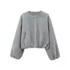 Zcza Autêntica Moda Feminina Nova Estilo Europeu e Americano Versátil Gola Redonda Macia Jaqueta Bomber Curta