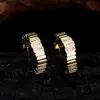 Novos Brincos de Metal Pesado Meio Curvos Totalmente Cravejados Estilo Minimalista de Hong Kong da Weidini, Acessórios de Orelha Modernos, de Alta Qualidade, Versáteis e Elegantes