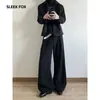 Pantalones Casuales de Calle Retro Japonés para Hombre Caída Sensación de Alta Gama Pantalones de Traje Otoño Sueltos Pierna Recta Pantalones de Traje Modernos